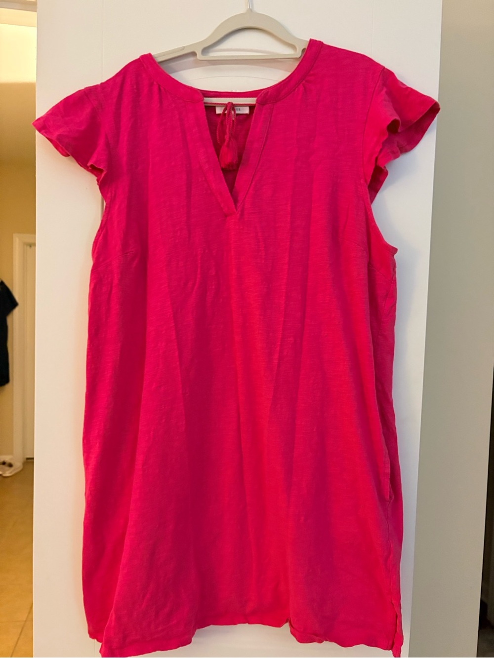 Talbots Bright Pink V-Neck Cap Sleeve Tunic Dress